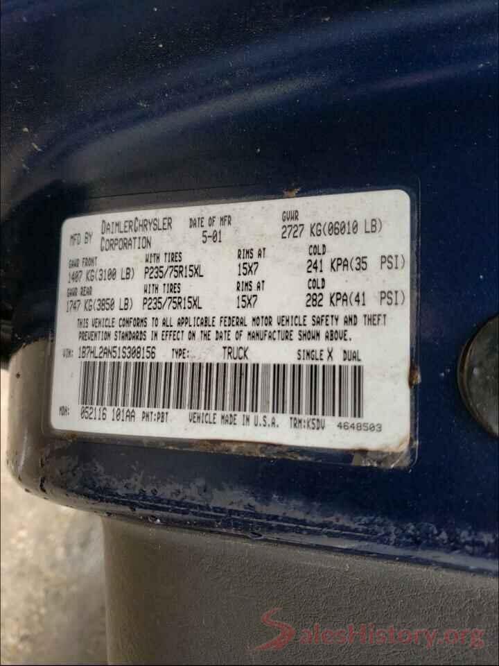 4T1G11AK9LU350964 2001 DODGE DAKOTA