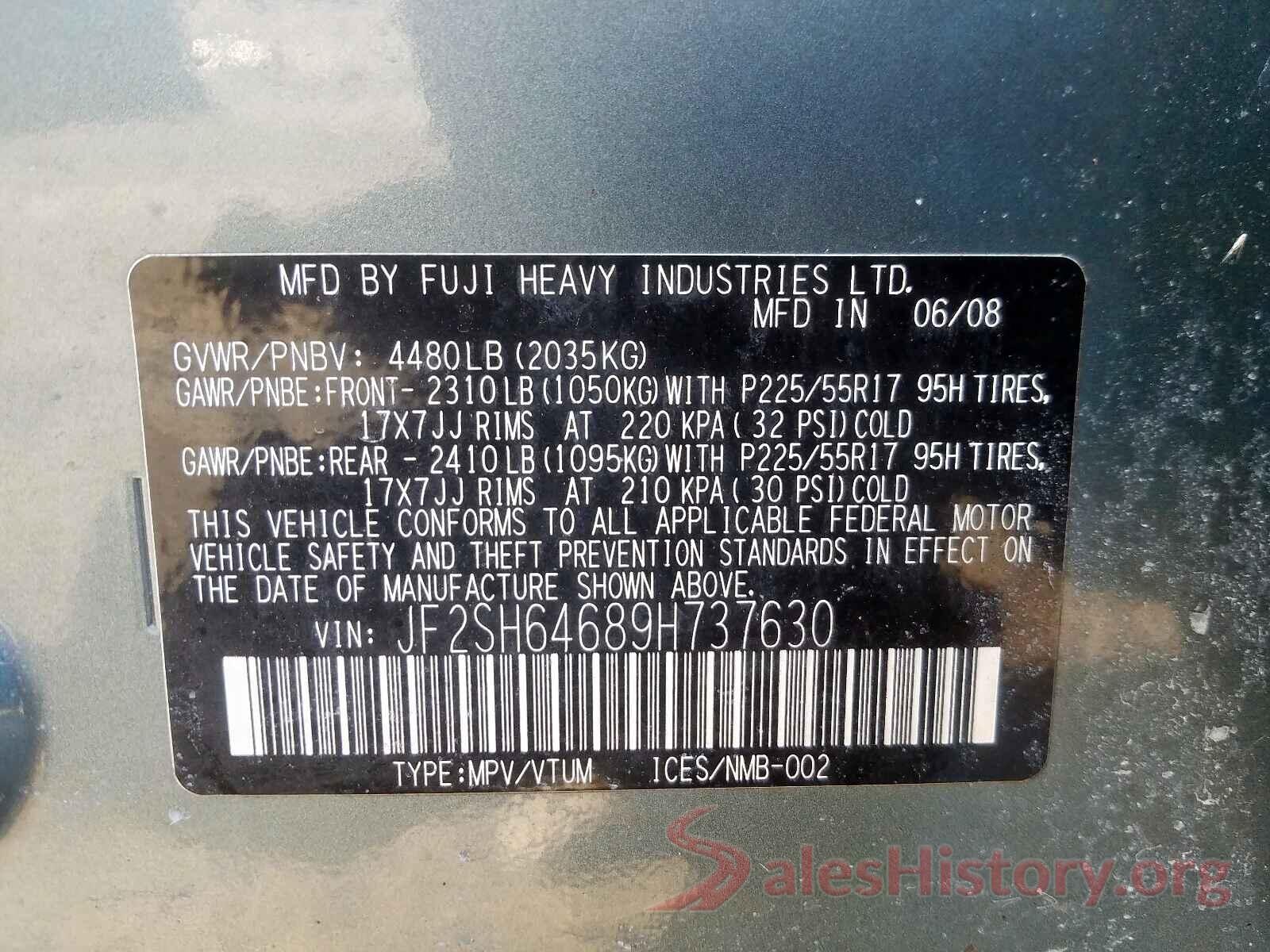 3VW4T7AU5GM012460 2009 SUBARU FORESTER