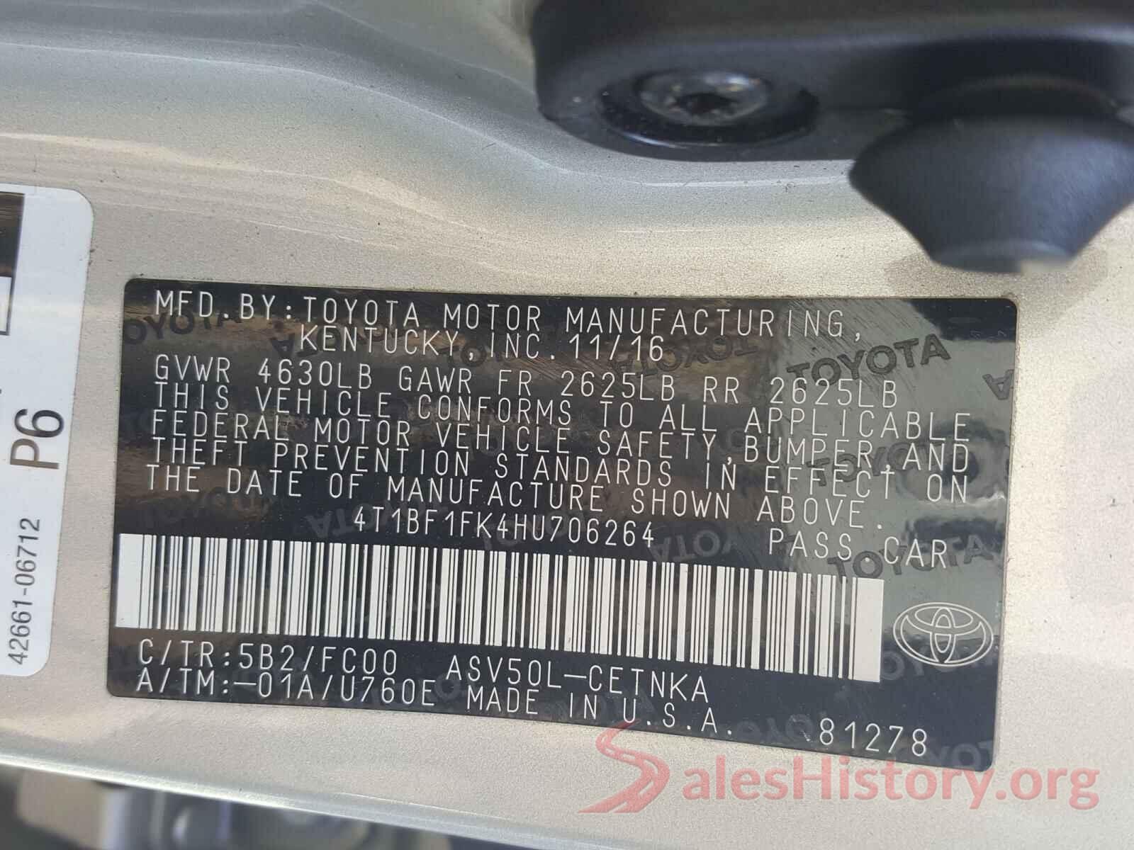 4T1BF1FK4HU706264 2017 TOYOTA CAMRY