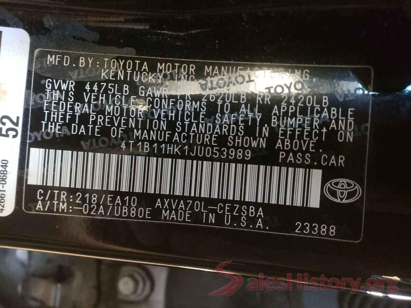 4T1B11HK1JU053989 2018 TOYOTA CAMRY