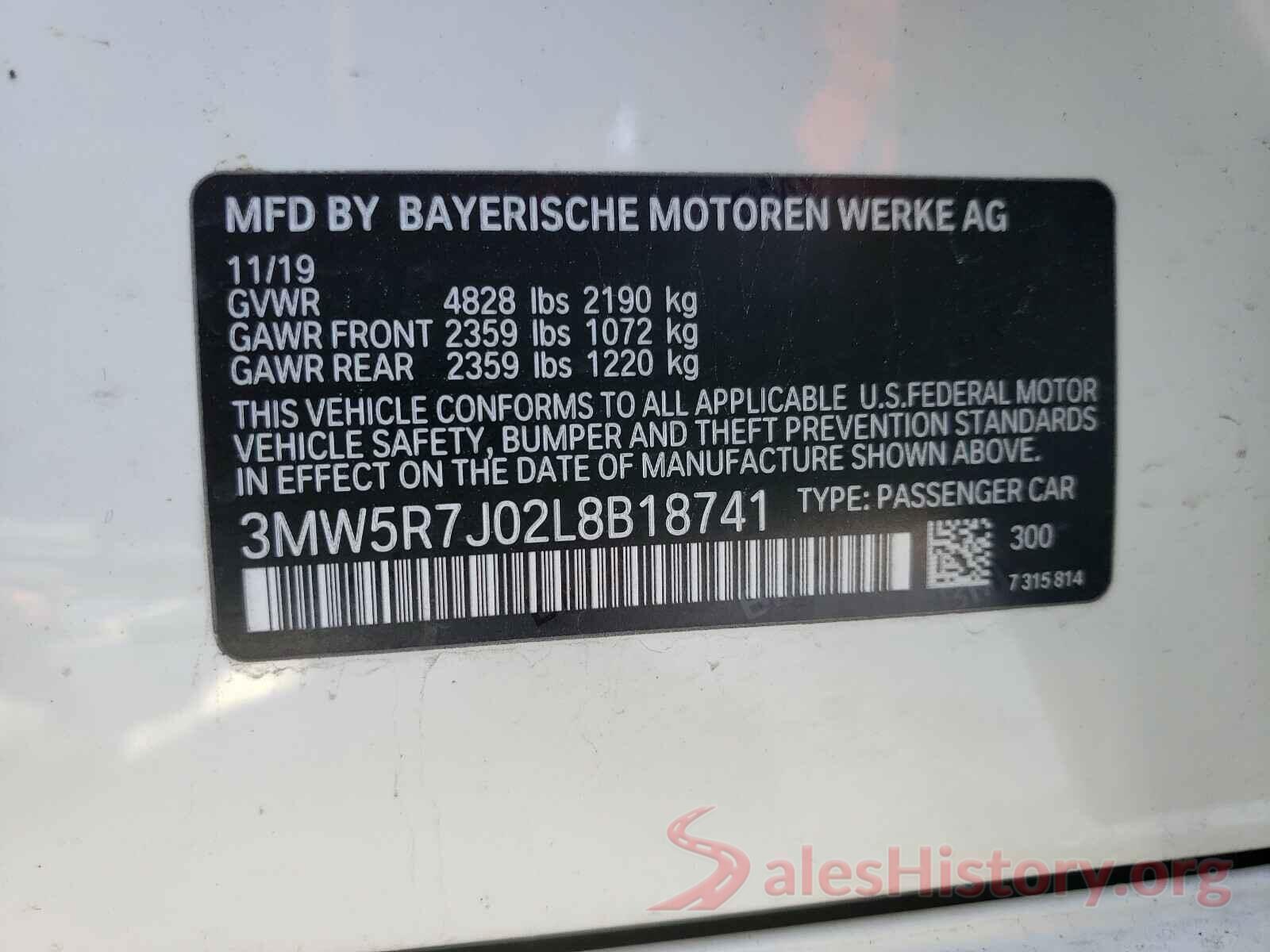 3MW5R7J02L8B18741 2020 BMW 3 SERIES