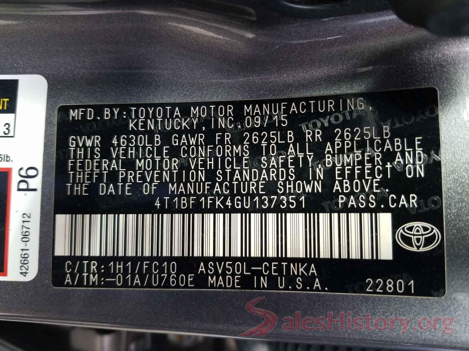 4T1BF1FK4GU137351 2016 TOYOTA CAMRY