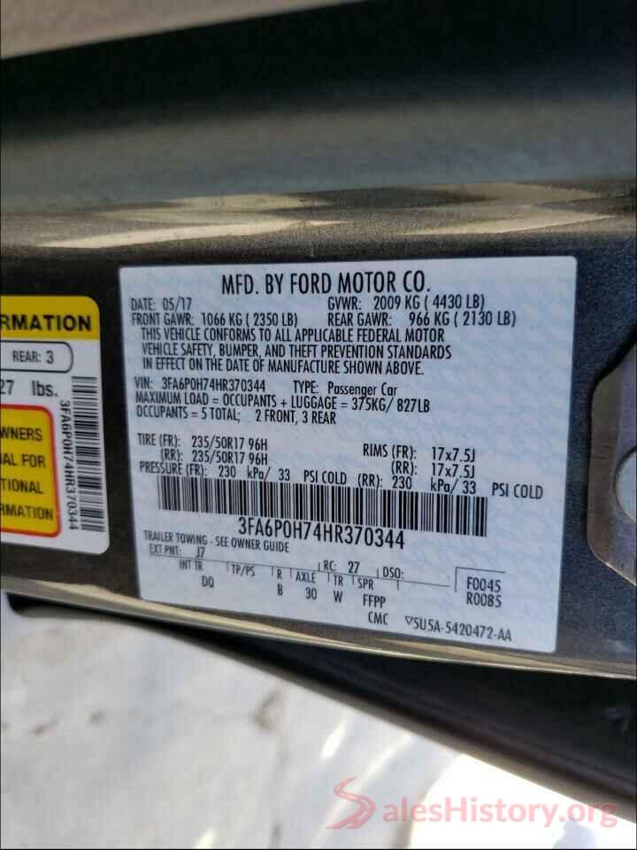 1FBZX2YM7HKB31758 2017 FORD FUSION