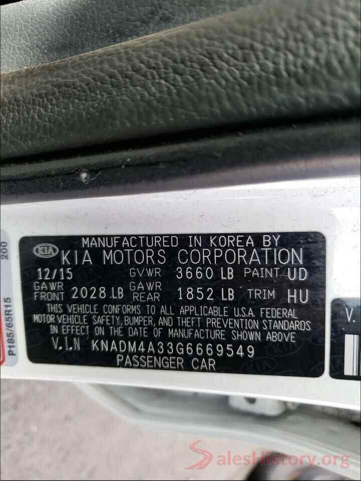 KNADM4A33G6669549 2016 KIA RIO