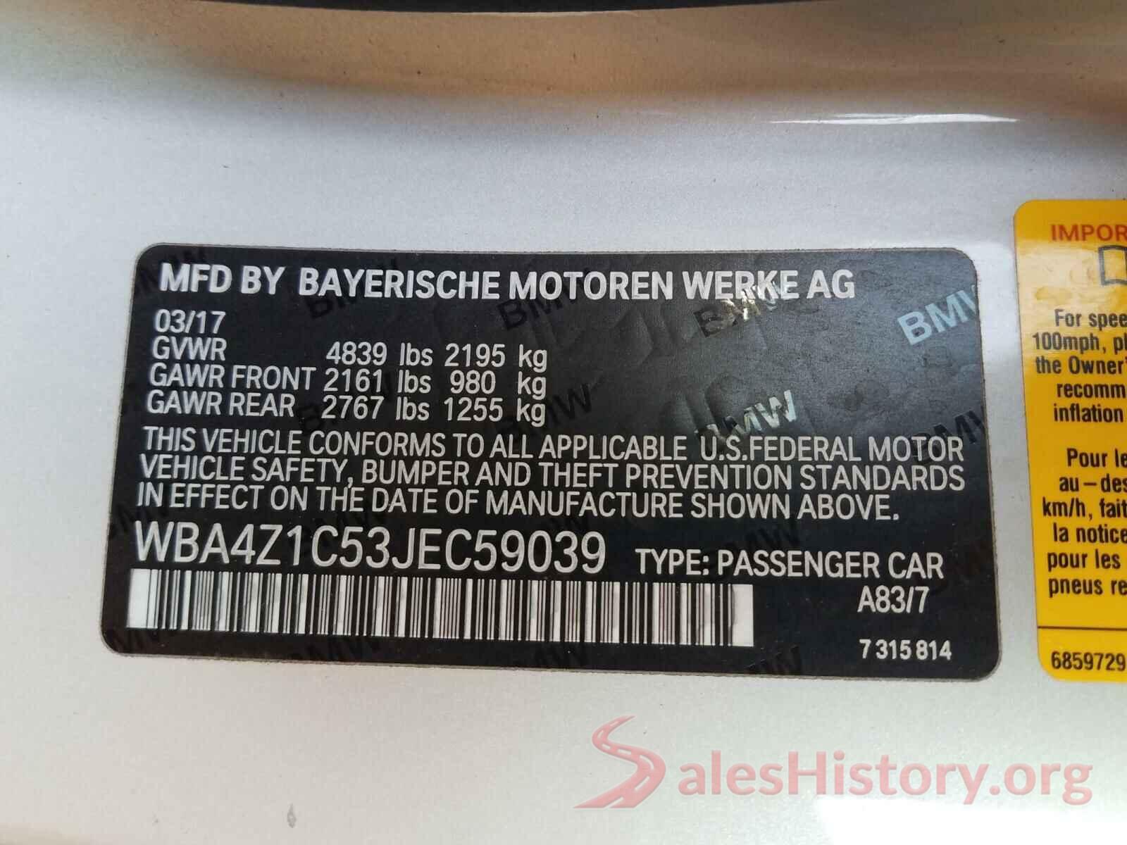 WBA4Z1C53JEC59039 2018 BMW 4 SERIES