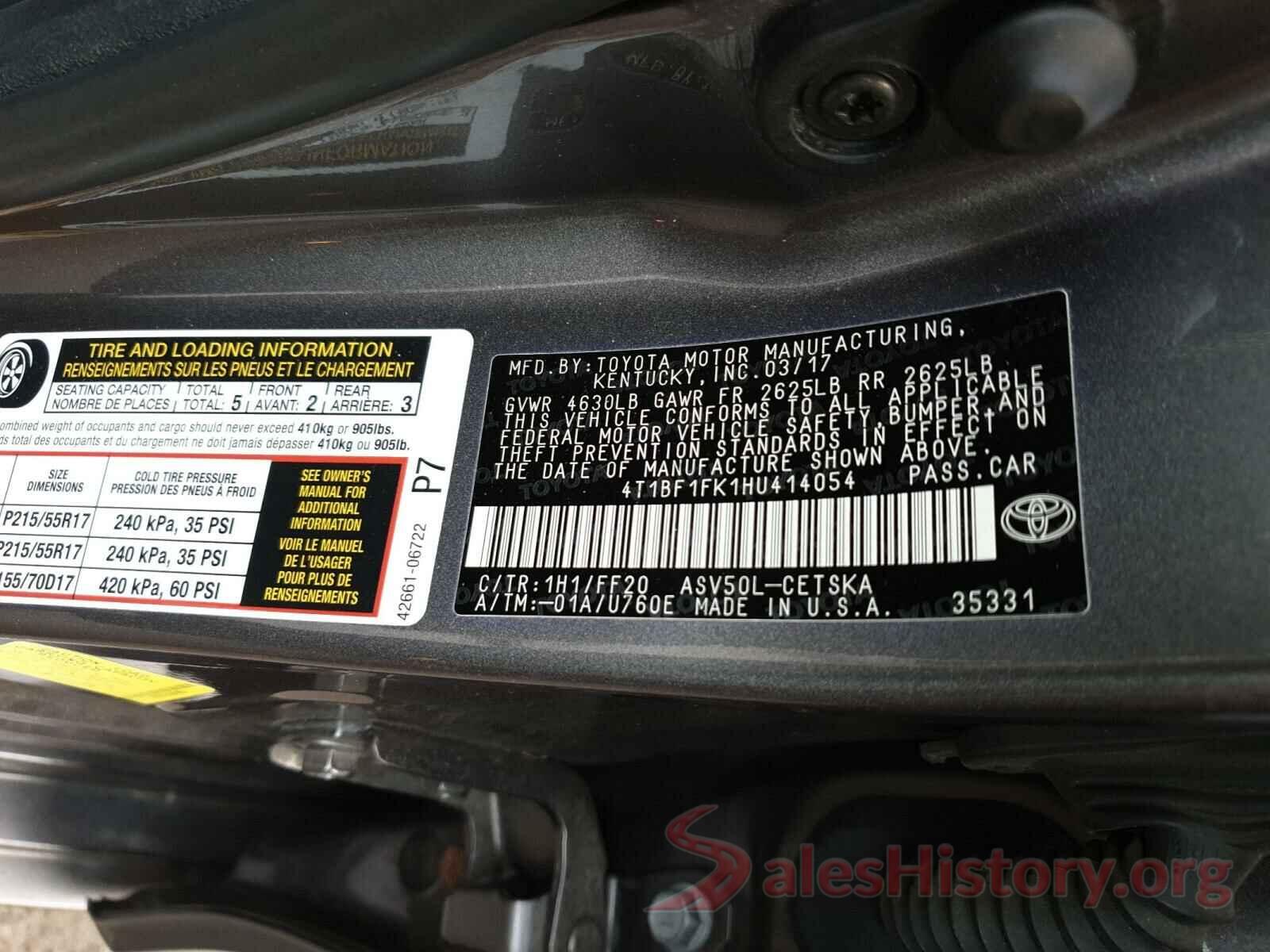 4T1BF1FK1HU414054 2017 TOYOTA CAMRY