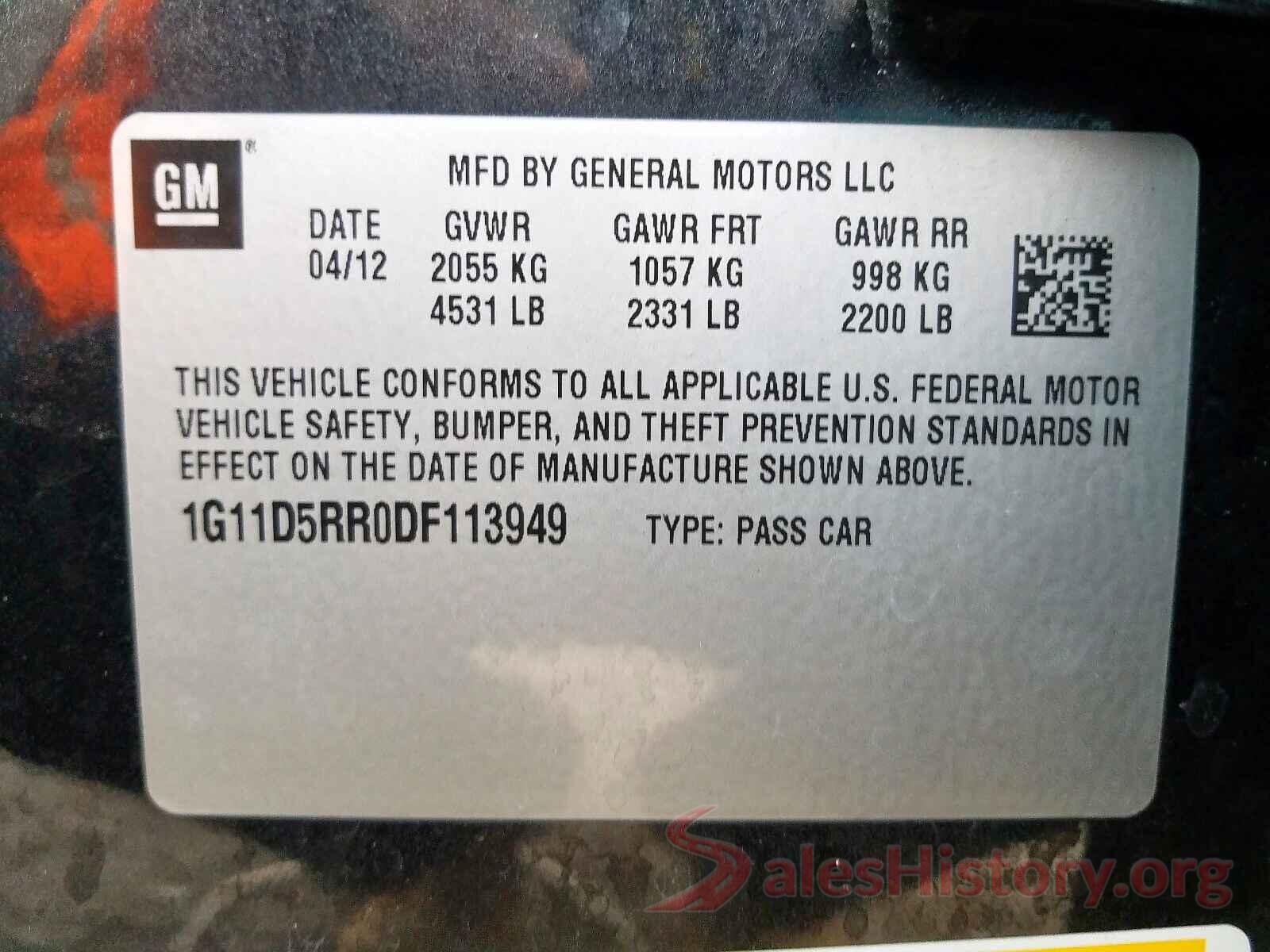 4T1G11AKXLU975101 2013 CHEVROLET MALIBU