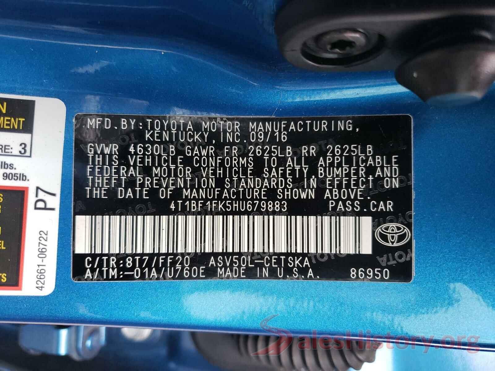 4T1BF1FK5HU679883 2017 TOYOTA CAMRY