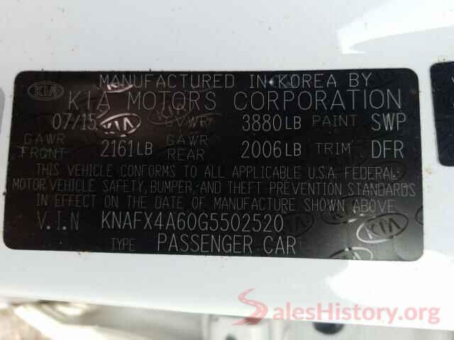 KNAFX4A60G5502520 2016 KIA FORTE