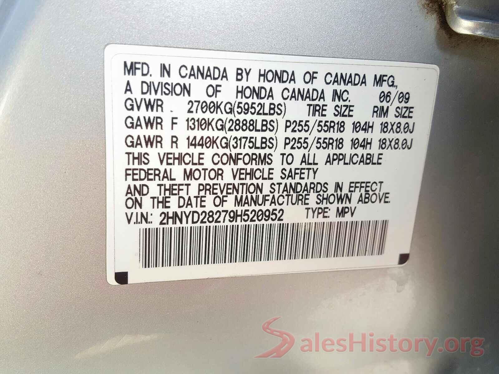 1HGCV1F53JA089762 2009 ACURA MDX