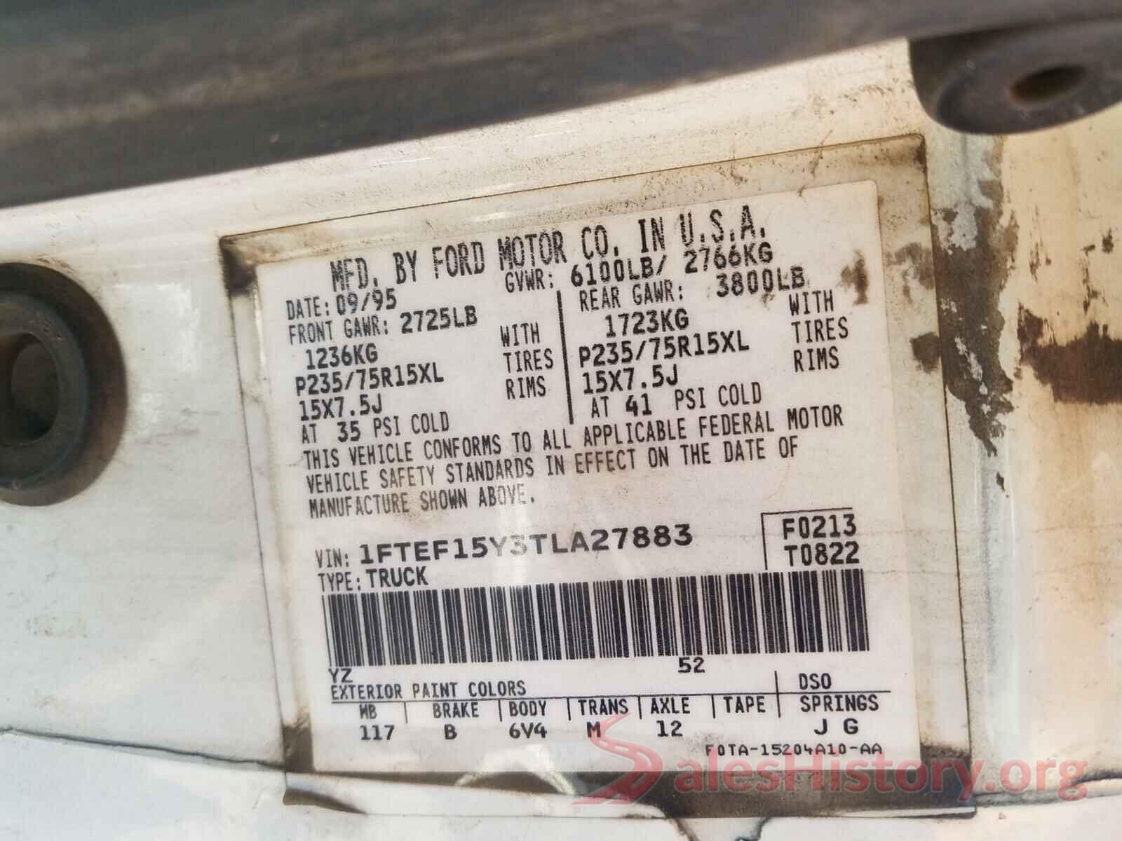 5NPEG4JA2MH070463 1996 FORD F150