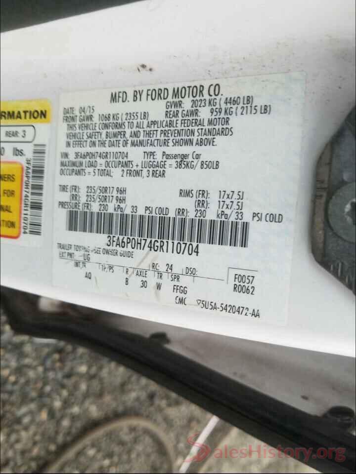 1N4BL4BV6LC161123 2016 FORD FUSION