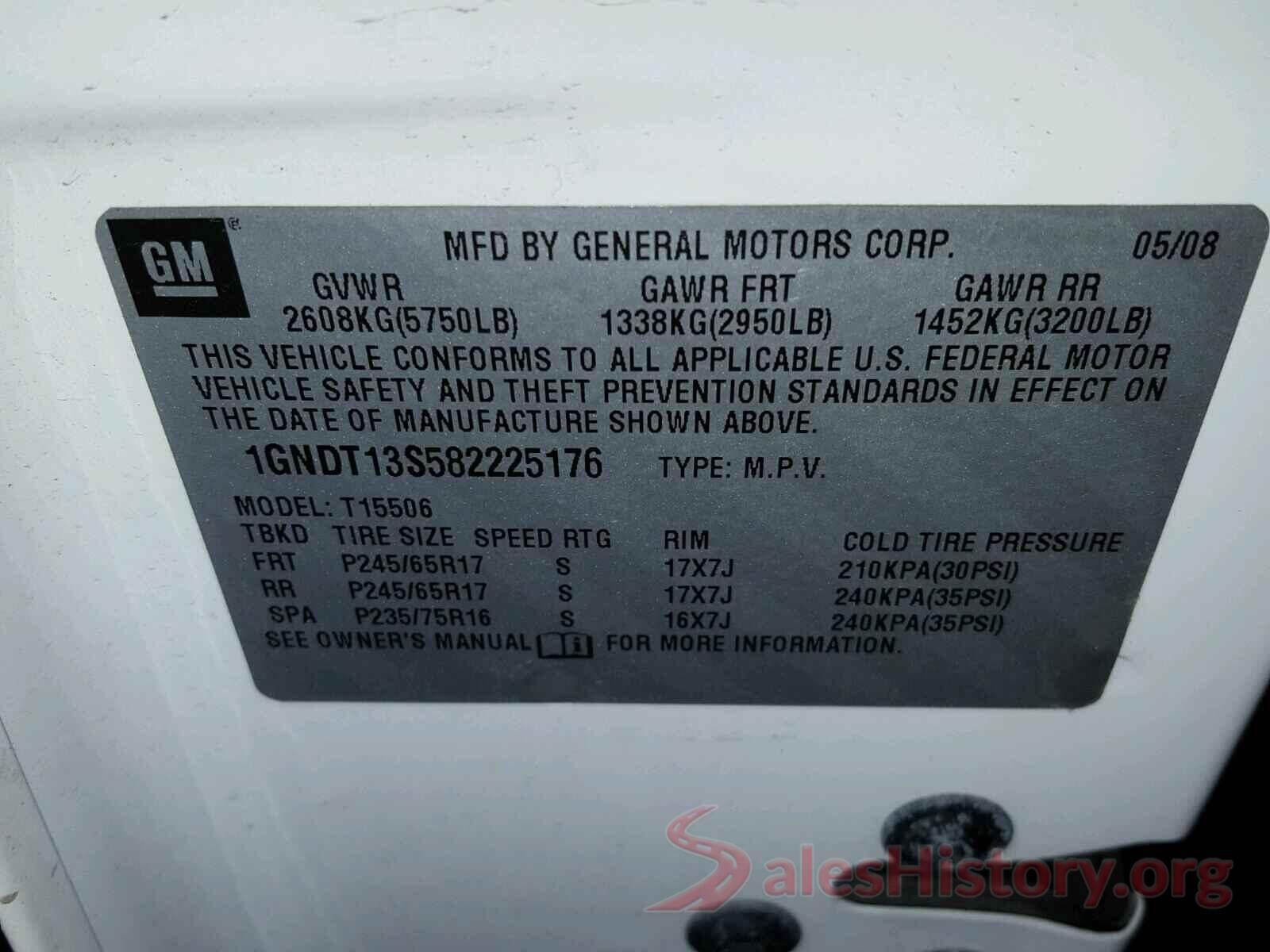 1HGCV3F18KA003744 2008 CHEVROLET TRAILBLAZE