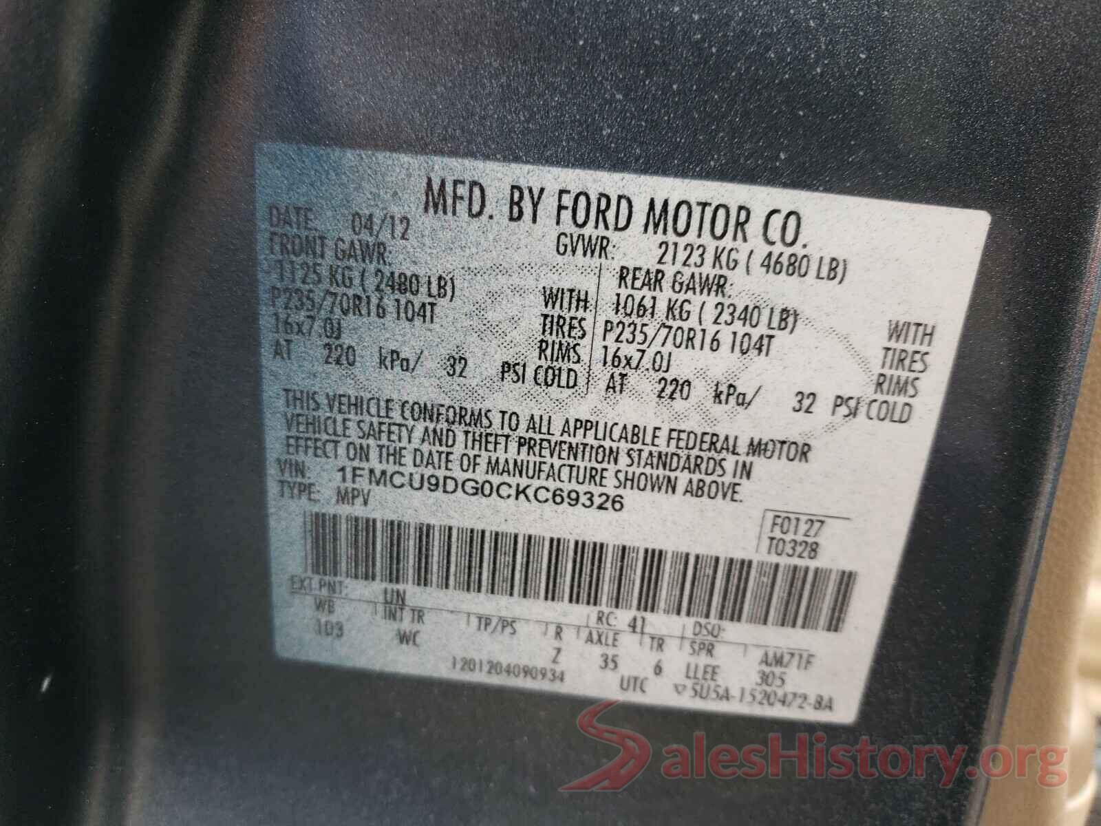 3VV1B7AX1JM028411 2012 FORD ESCAPE