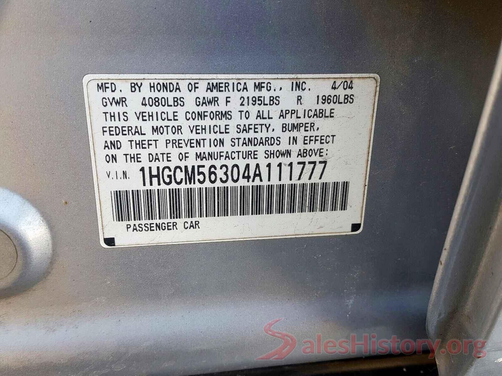 2T3C1RFV1MW134213 2004 HONDA ACCORD