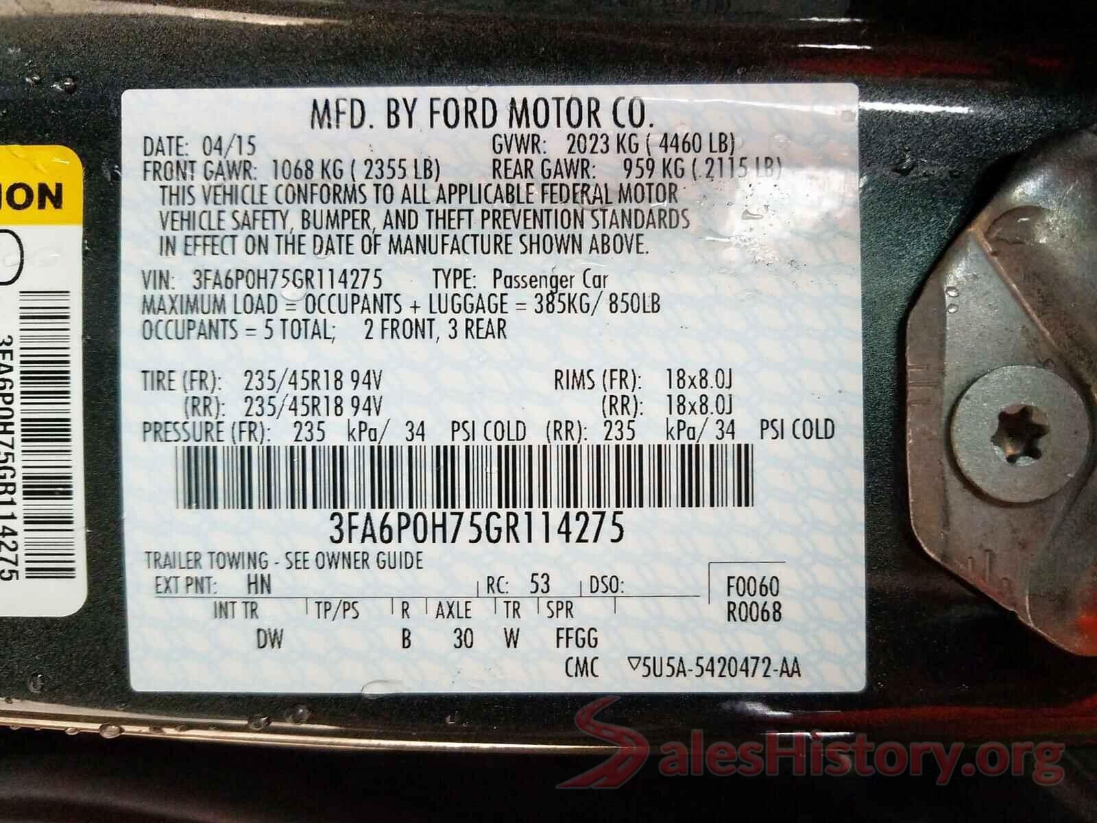 2HKRM4H50GH716025 2016 FORD FUSION