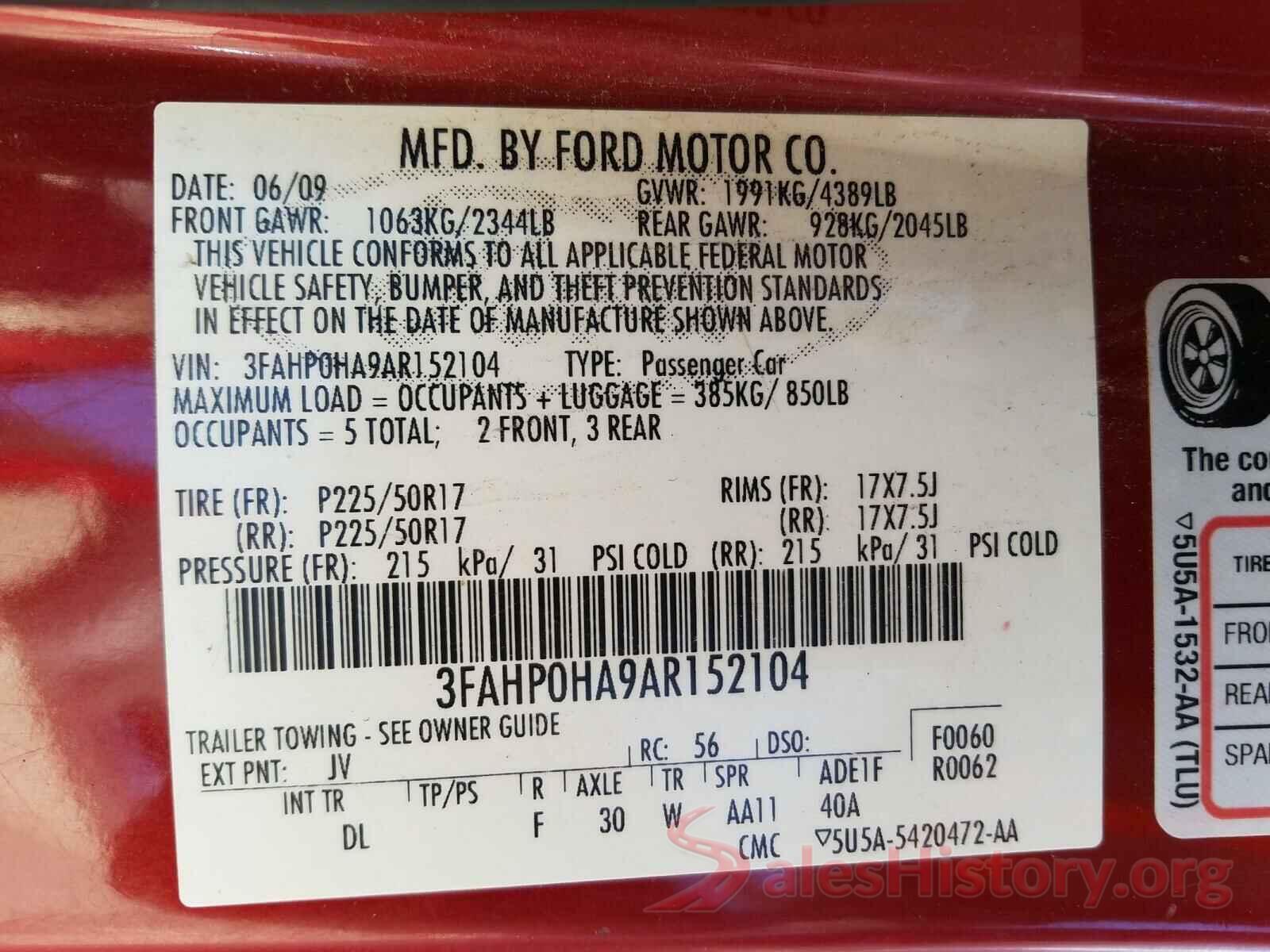 JF2GTAMC5K8323563 2010 FORD FUSION