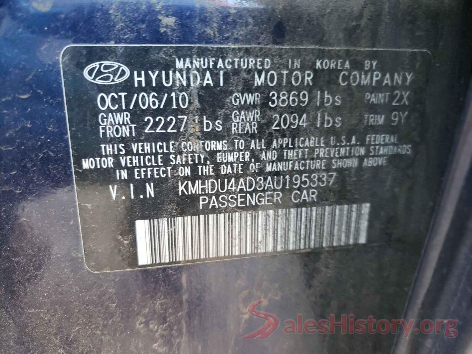 1N4BL4BV1KC248314 2010 HYUNDAI ELANTRA