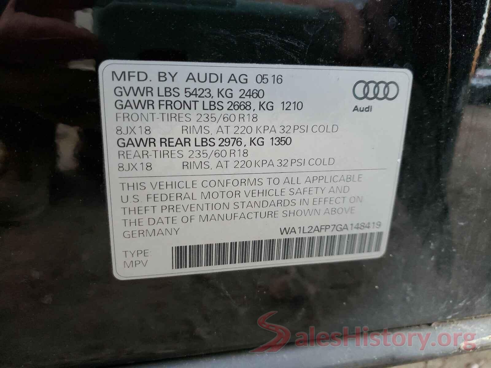 5J6RW2H83LL018081 2016 AUDI Q5