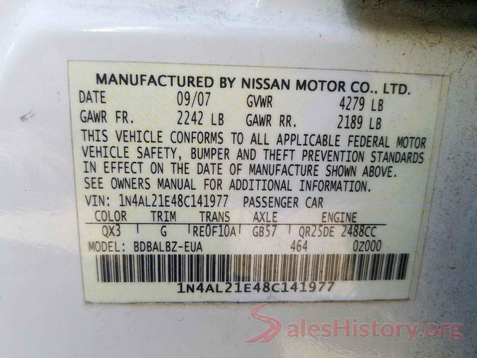 3TMAZ5CN5MM140630 2008 NISSAN ALTIMA