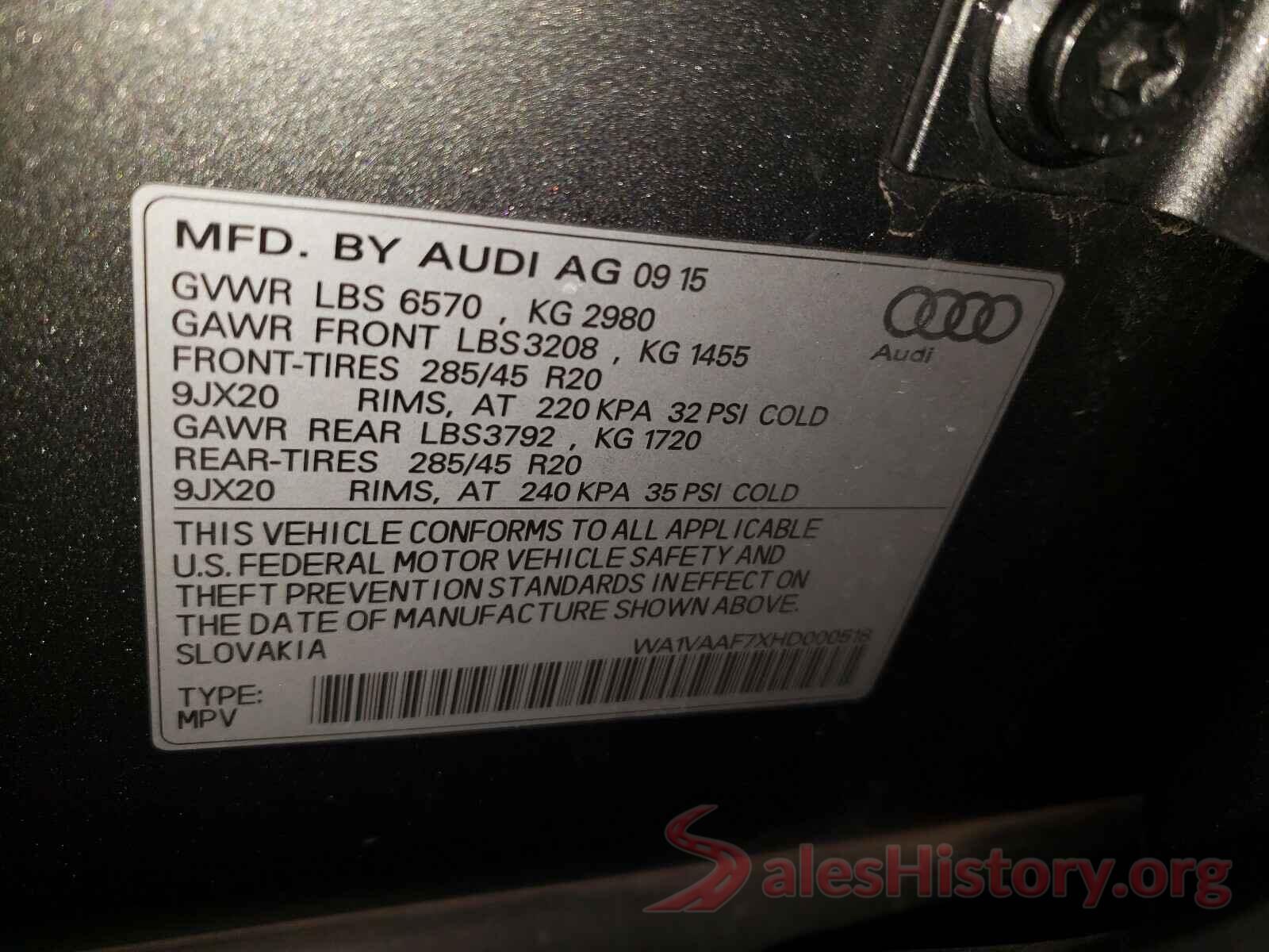 WA1VAAF7XHD000518 2017 AUDI Q7