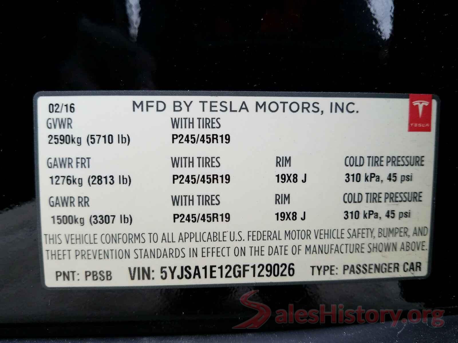 5YJSA1E12GF129026 2016 TESLA MODEL S