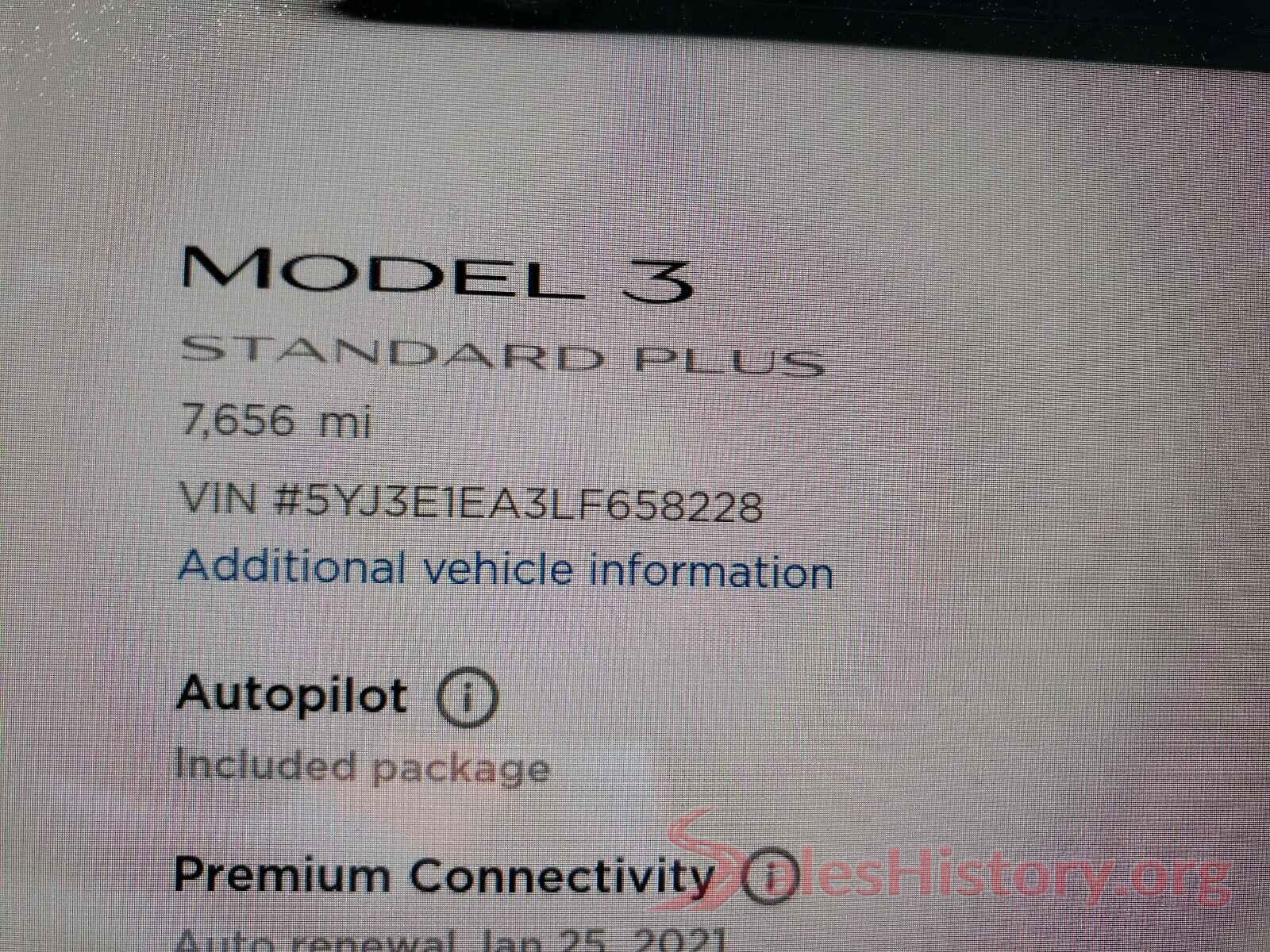 5YJ3E1EA3LF658228 2020 TESLA MODEL 3