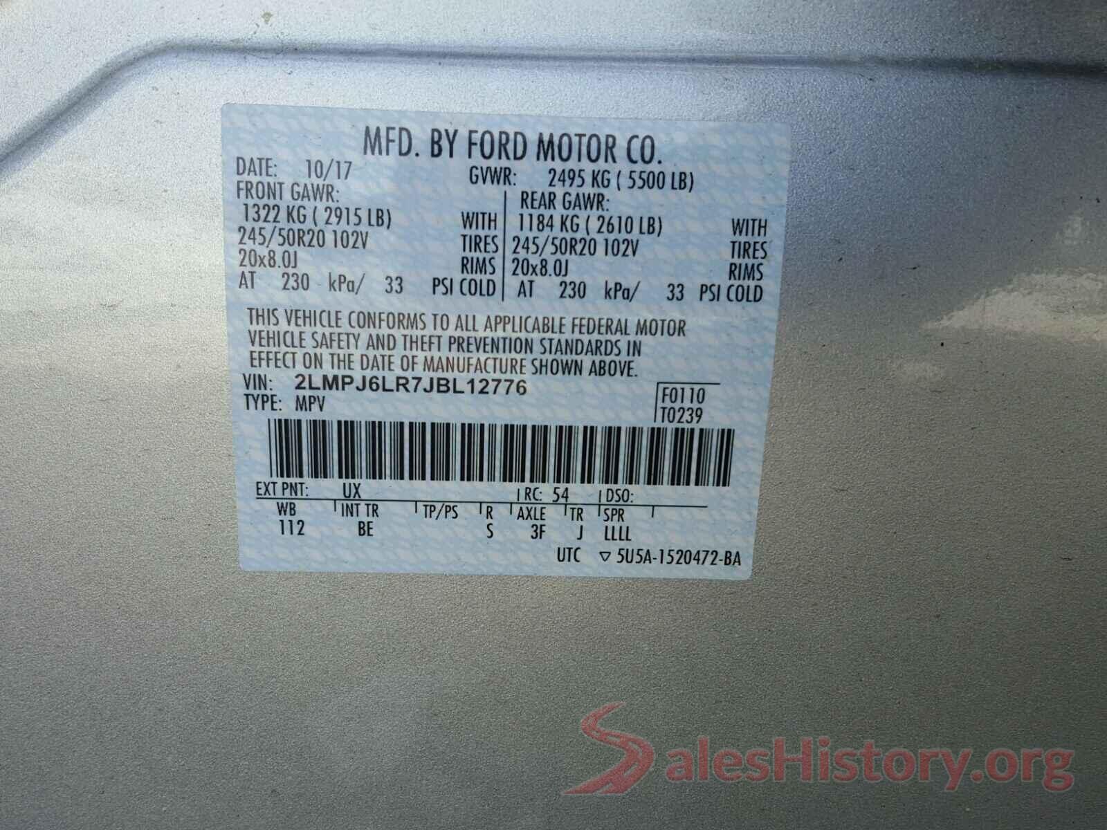 JF2SKASC4KH456797 2018 LINCOLN MKX