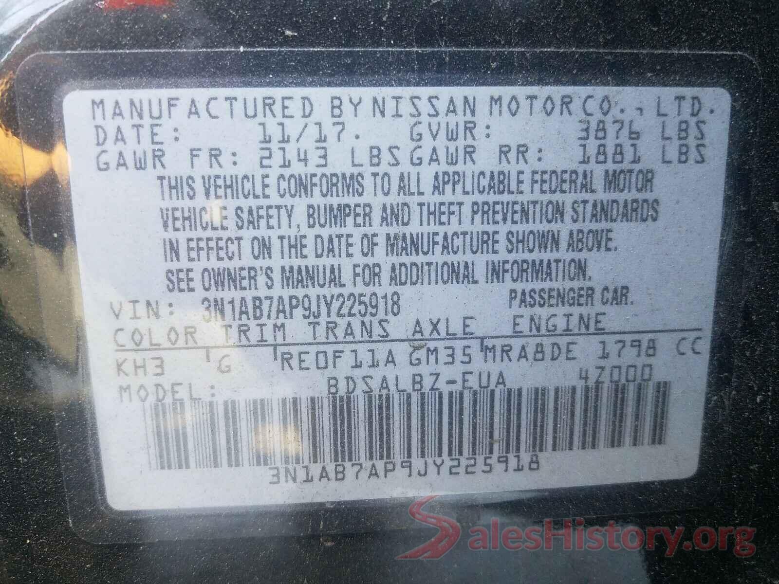 3N1AB7AP9JY225918 2018 NISSAN SENTRA