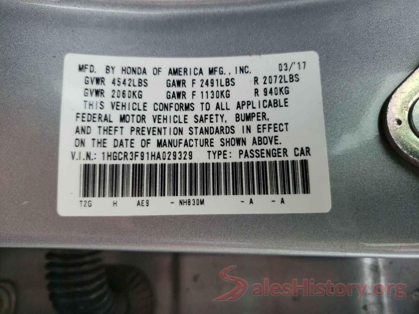 1HGCR3F91HA029329 2017 HONDA ACCORD