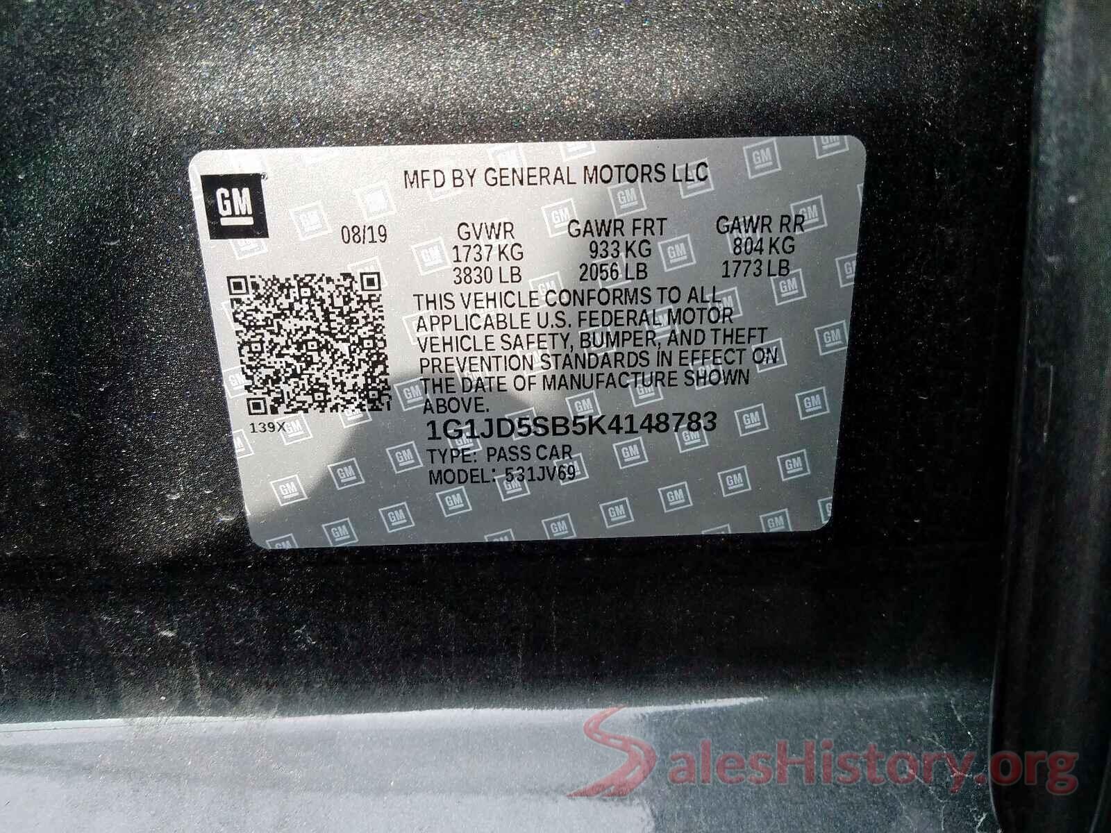 SHHFK7H44JU238424 2019 CHEVROLET SONIC