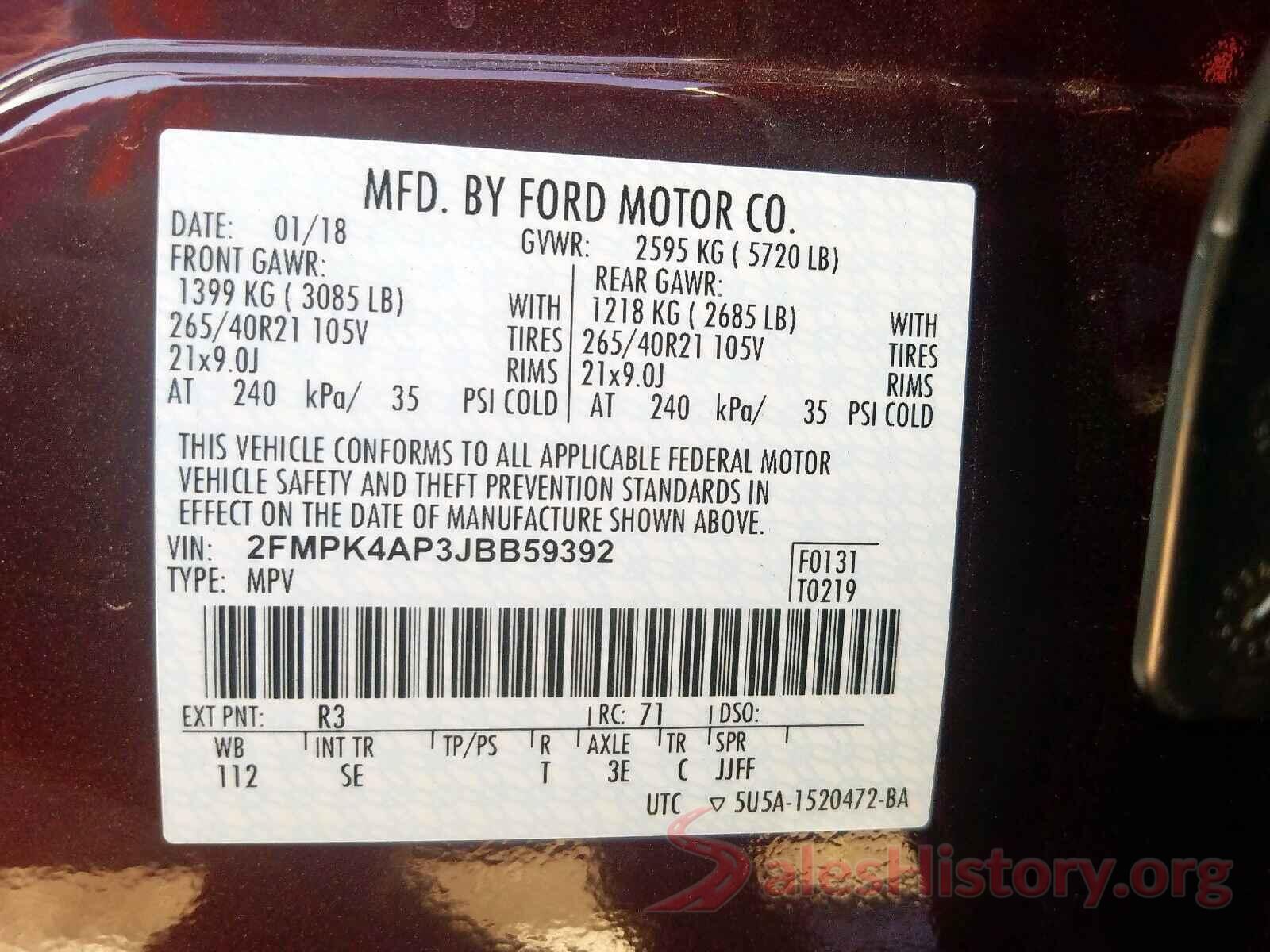 KM8J2CA44KU978669 2018 FORD EDGE