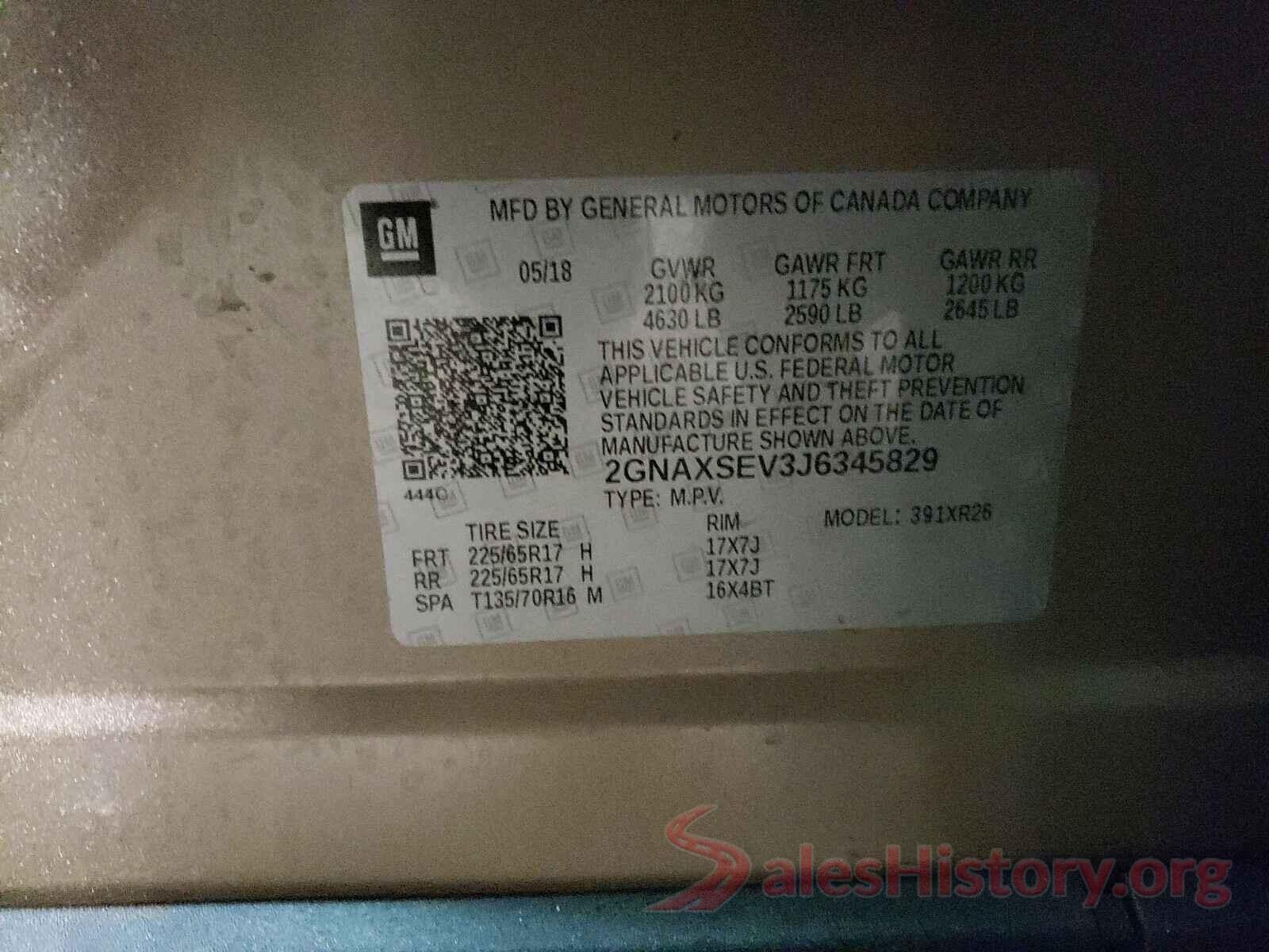 2GNAXSEV3J6345829 2018 CHEVROLET EQUINOX