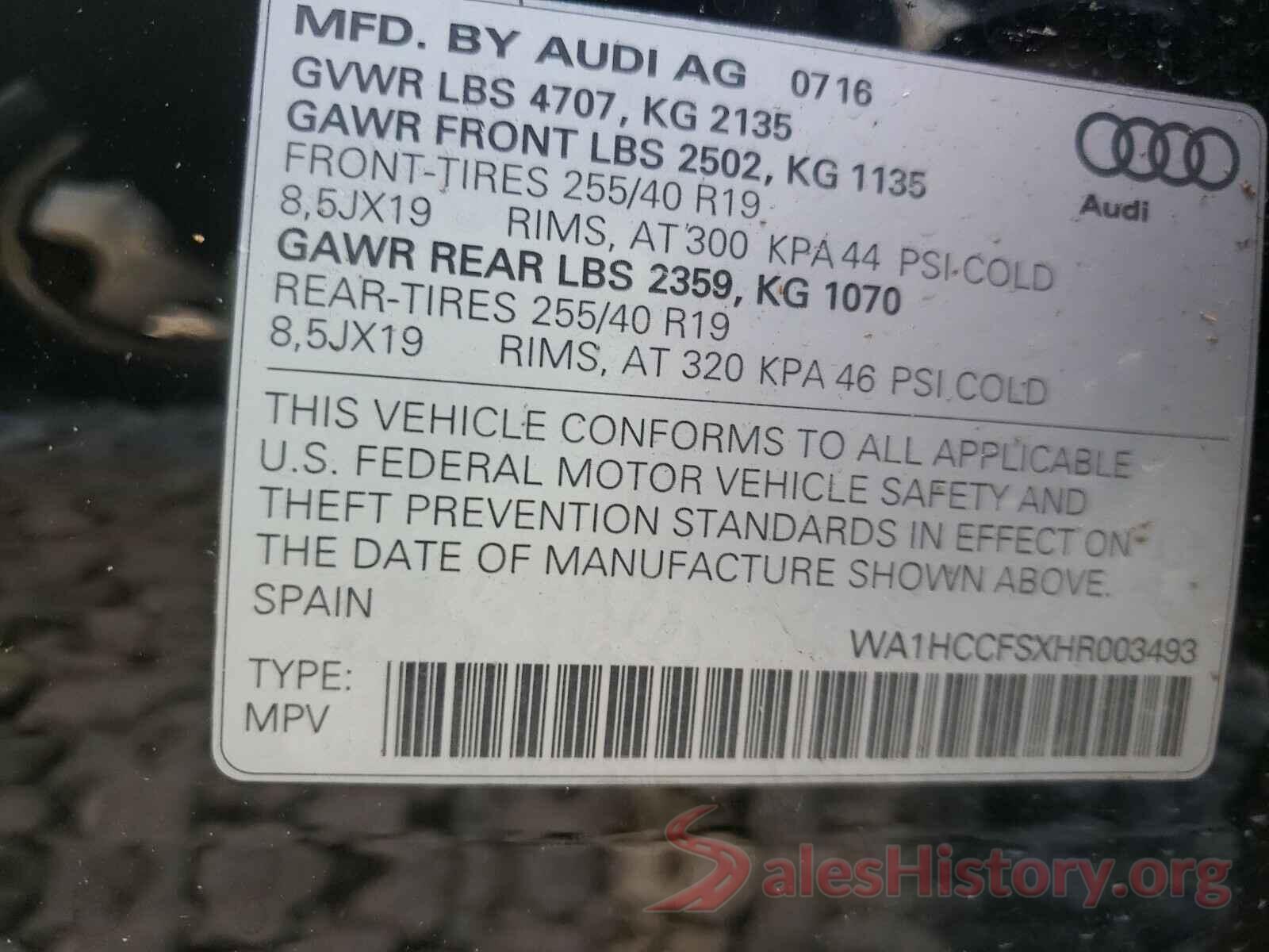 WA1HCCFSXHR003493 2017 AUDI Q3