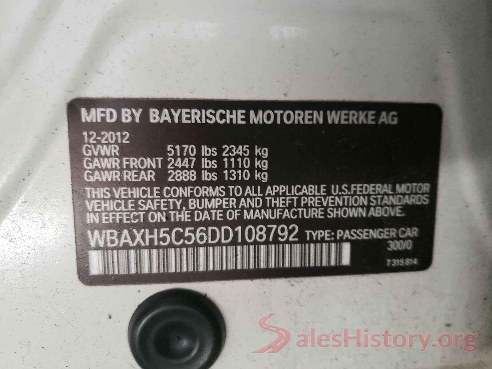 SAJDZ1FE3LCK63720 2013 BMW 5 SERIES