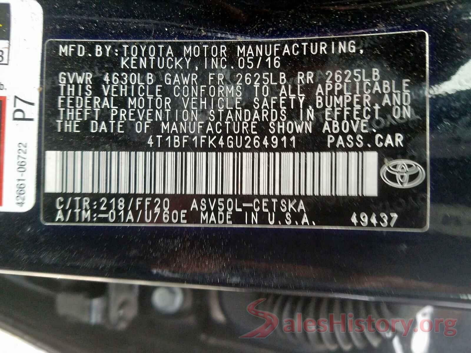 4T1BF1FK4GU264911 2016 TOYOTA CAMRY