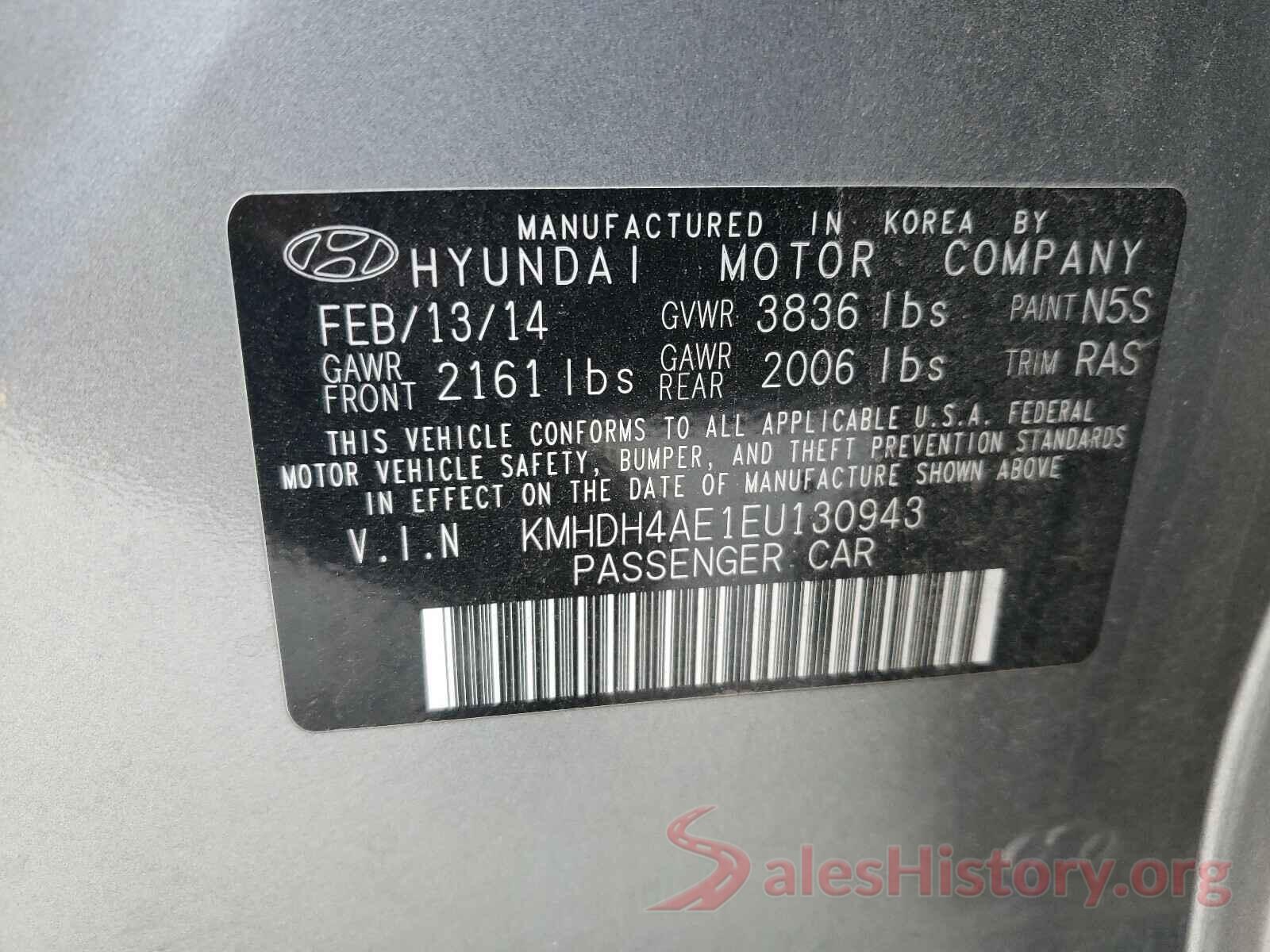 5NPE34AF3HH497163 2014 HYUNDAI ELANTRA