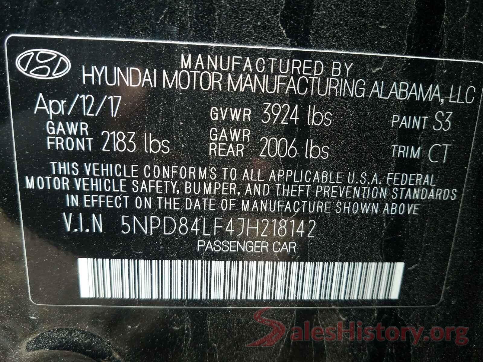 5NPD84LF4JH218142 2018 HYUNDAI ELANTRA