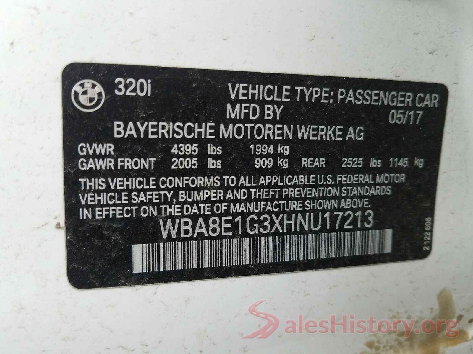 WBA8E1G3XHNU17213 2017 BMW 3 SERIES