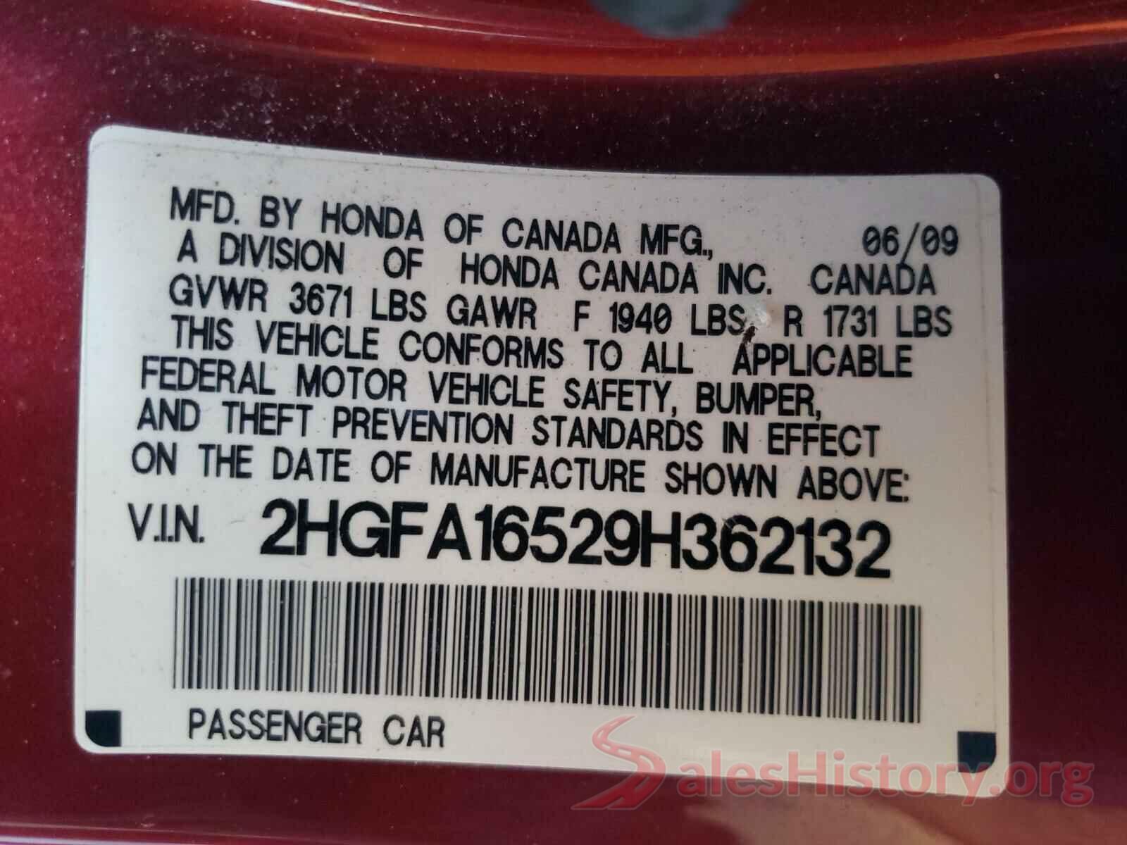 2HGFC4B88LH303167 2009 HONDA CIVIC