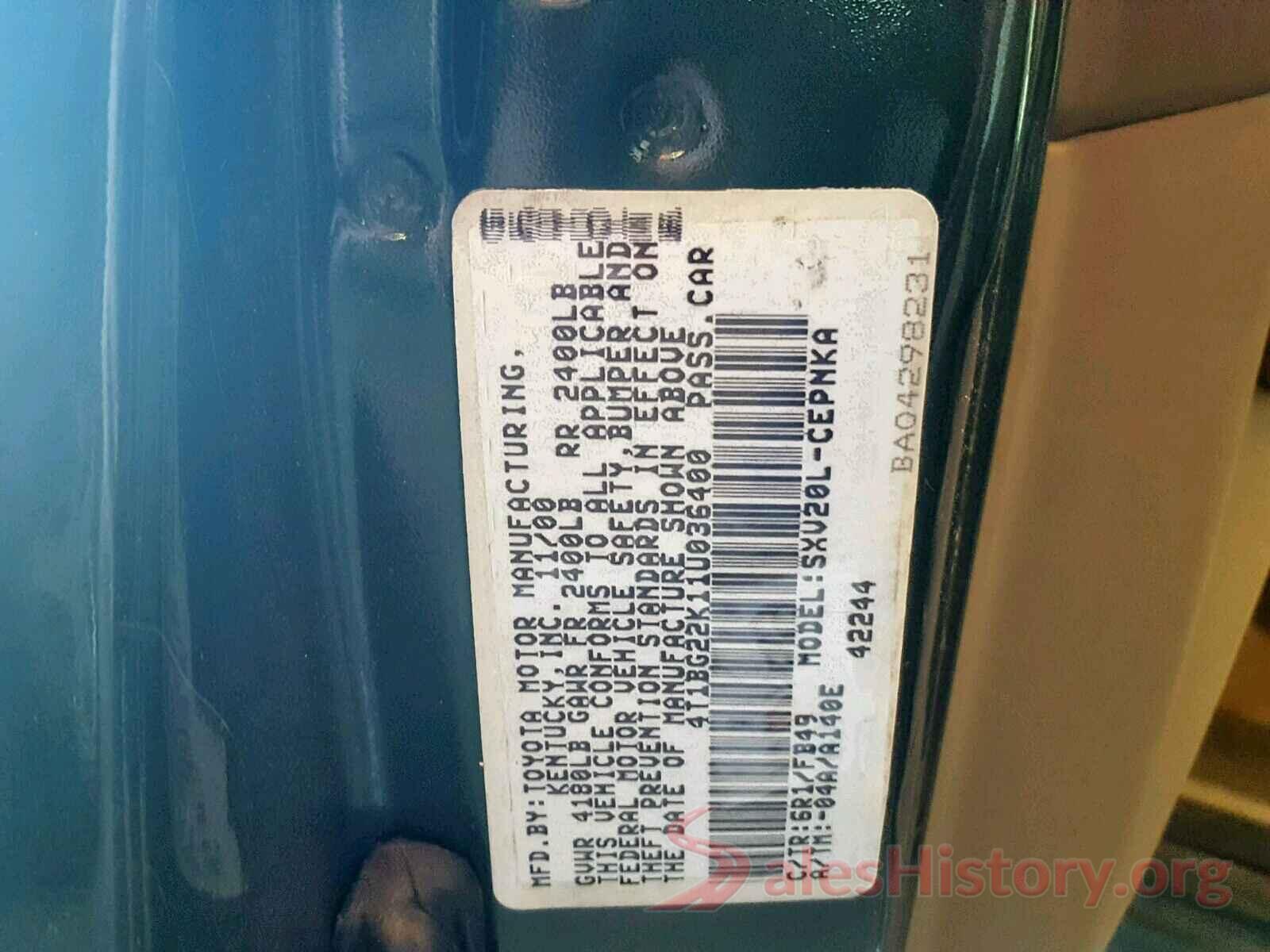 5YFBURHEXHP655026 2001 TOYOTA CAMRY