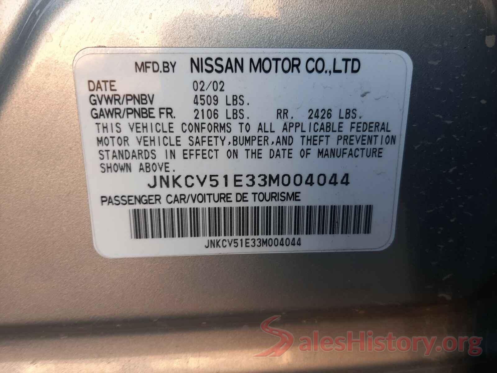 2T2ZZMCA5GC031653 2003 INFINITI G35