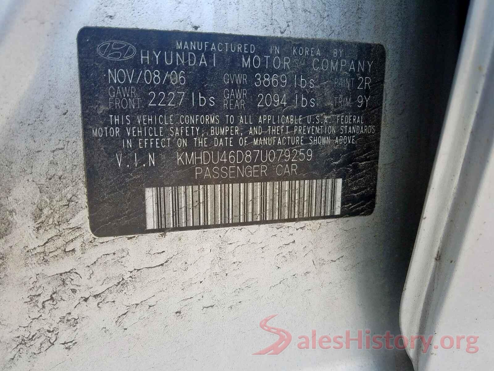 1N4AL3AP5GN376916 2007 HYUNDAI ELANTRA