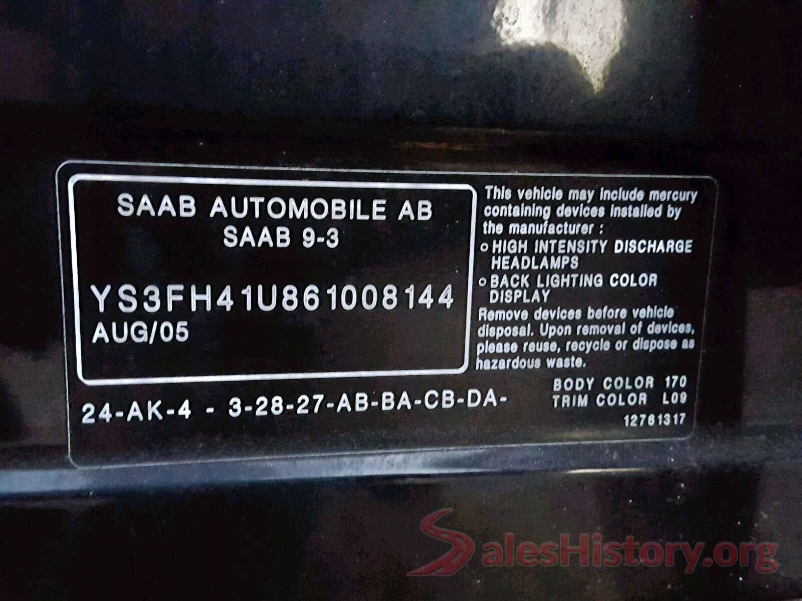 4T1BF1FK8HU739266 2006 SAAB 9 3