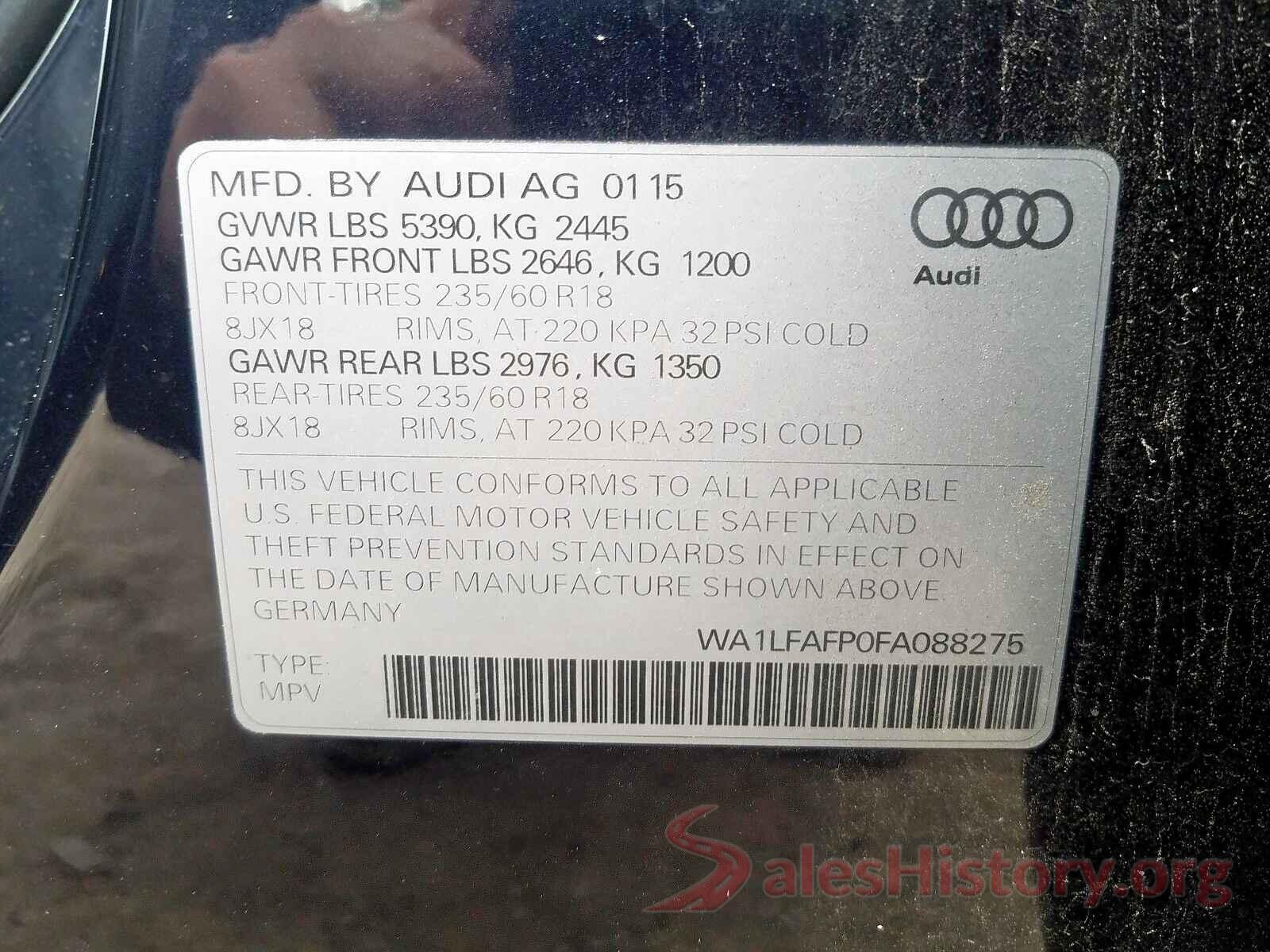 5TDBZRFH8KS722803 2015 AUDI Q5