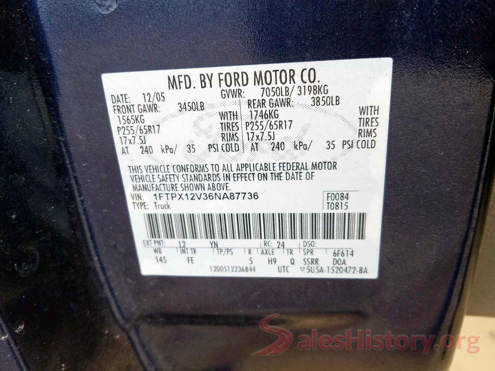 1N4AL3AP6GN338854 2006 FORD F150