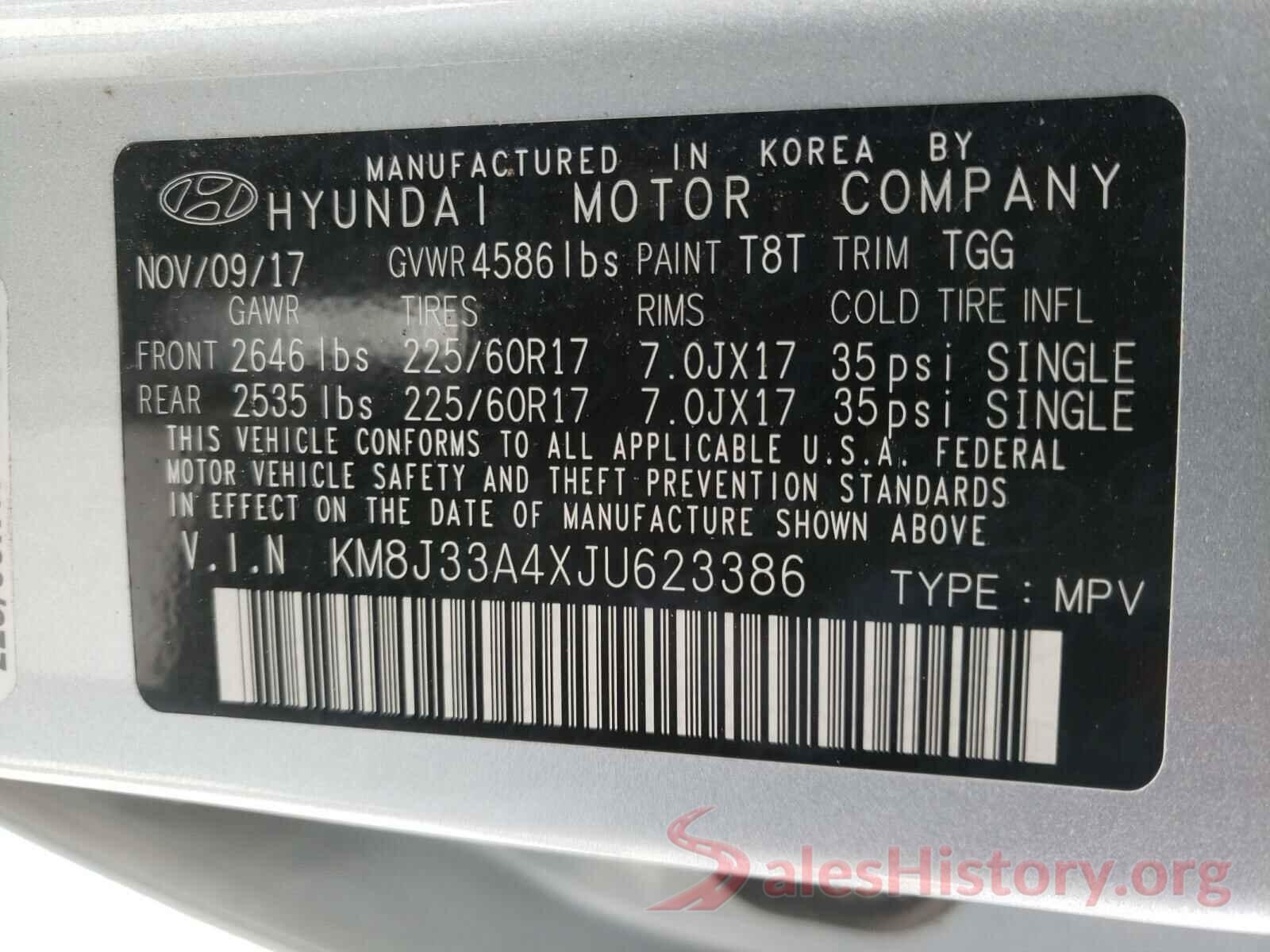 KM8J33A4XJU623386 2018 HYUNDAI TUCSON