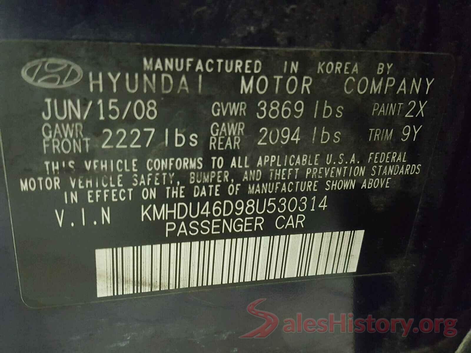 2T3W1RFV7MW111791 2008 HYUNDAI ELANTRA