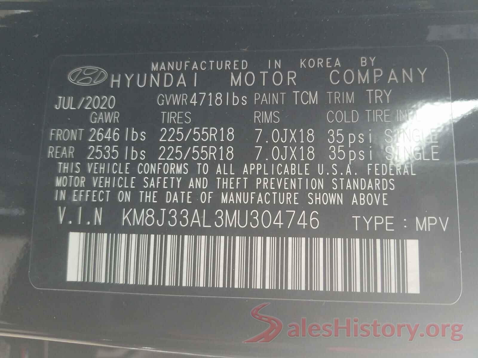 KM8J33AL3MU304746 2021 HYUNDAI TUCSON