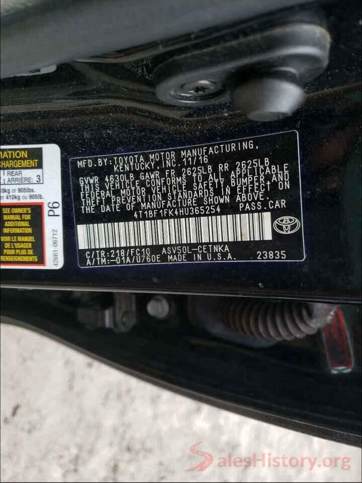 4T1BF1FK4HU365254 2017 TOYOTA CAMRY